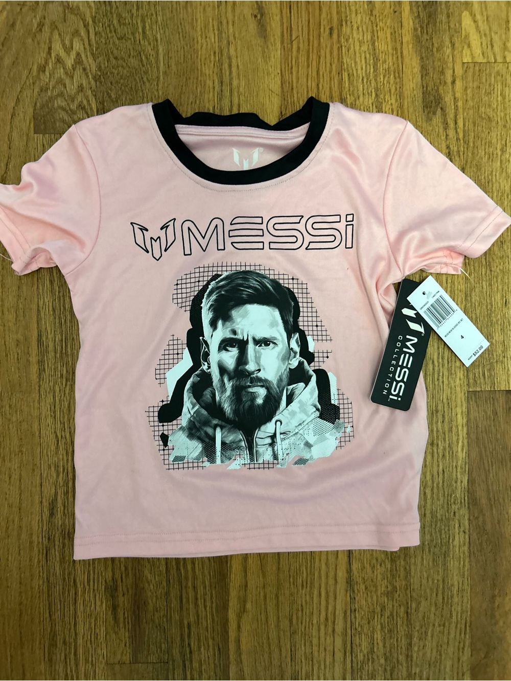 NWT Collection B Pink & Black Messi Graphic Short Sleeve Tee
